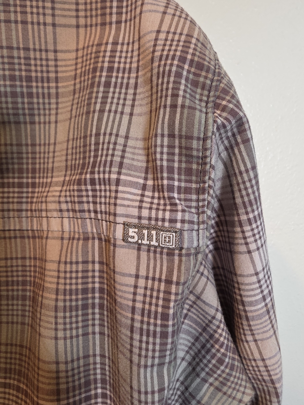 923 5.11 Tactical Men's Plaid Long Sleeve Shirt - Brown / Tan / Cream - Picture 2 of 4